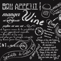 Linclass Servietten 40x40 cm - Script  (schwarz)