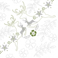 Linclass Servietten 40x40 cm - Leonard  (grau/grün)