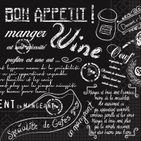 Tissue Servietten 33x33 cm - Script  (schwarz)