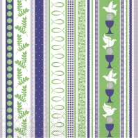 Tissue Servietten 33x33 cm - Kommunion/Konfirmation  (blau/grün)