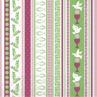 Tissue Servietten 33x33 cm - Kommunion/Konfirmation  (pink/grün)