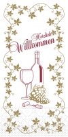 Tissue Servietten 40x40 cm - Herzl.Willkommen  (Wein, 1/8F.)
