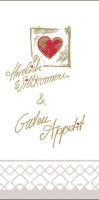 Tissue Servietten 40x40 cm - Herzl. Willkommen & Guten Appetit