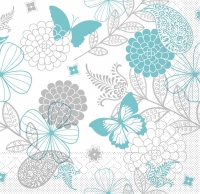 Tissue Servietten 40x40 cm - Natalie  (türkis/grau)