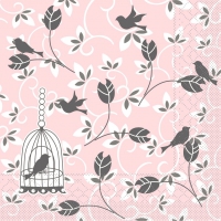 Tissue Servietten 40x40 cm - Alice  (rosa/grau)