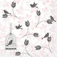 Tissue Servietten 33x33 cm - Alice  (rosa/grau)