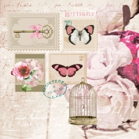 Servietten 33x33 cm - Butterfly Stamp