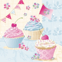 Servietten 33x33 cm - Birthday Cup Cakes