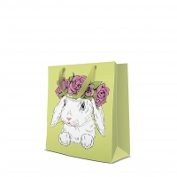 10 Geschenktaschen - Bunny in Wreath medium