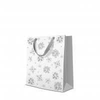 10 Geschenktaschen - Glitter Snowflakes silver