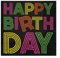 Servietten 25x25 cm - Birthday Neons (colorful)