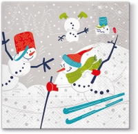Servietten 33x33 cm - Skiing Snowmen