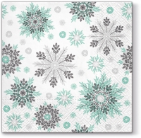Servietten 33x33 cm - Snowflakes mint