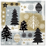 Servietten 33x33 cm - Christmas Design  gold