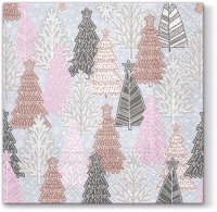 Servietten 33x33 cm - Glittery Spruces (silver)