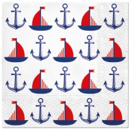 Servietten 33x33 cm - Ships  & Anchors