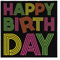 Servietten 33x33 cm - Birthday Neons (colorfull)