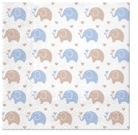 Servietten 33x33 cm - Baby Elephants (blue)