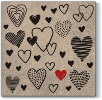 Servietten 33x33 cm - We Care Crazy Love black