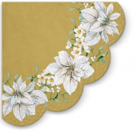 Servietten - Rund - White Poinsettia Gold R