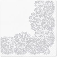 Servietten 33x33 cm - Lacy frame silver Servietten 33x33 cm - Lacy frame silver