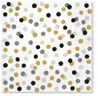 Servietten 33x33 cm - Dots Confetti gold-black