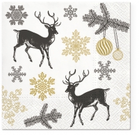 Servietten 33x33 cm - Winter Stags gold Servietten 33x33 cm - Winter Stags gold