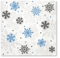 Servietten 33x33 cm - Xmas flakes blue
