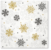 Servietten 33x33 cm - Xmas flakes gold