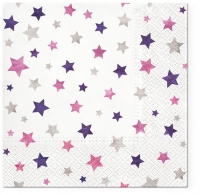Servietten 33x33 cm - Sparkling Stars violet Servietten 33x33 cm - Sparkling Stars violet