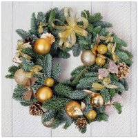 Servietten 33x33 cm - Golden Wreath Servietten 33x33 cm - Golden Wreath