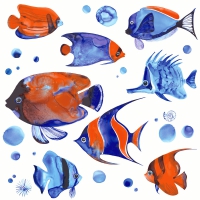Servietten 33x33 cm - Tropical fish