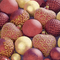 Servietten 24x24 cm - Shiny red baubles