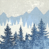 Servietten 33x33 cm - Forest silhouette blue