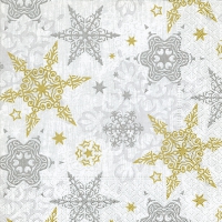 Servietten 33x33 cm - Delicate stars silver