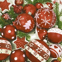 Servietten 33x33 cm - Snow white in red