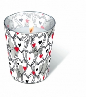 Glaskerze - Glaskerze Shower of hearts red