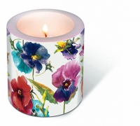 Dekorkerze - Watercolour pansies