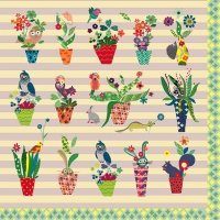 Servietten 33x33 cm - 5 o´clock flowerpots