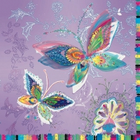 Servietten 33x33 cm - Silver moon butterflies