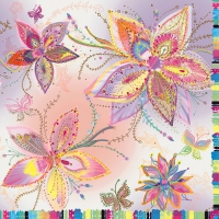 Servietten 33x33 cm - Silver moon flowers