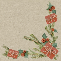 Servietten 33x33 cm - Misteltoe with present