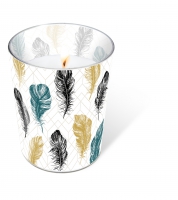 Glaskerze - Coloured feathers