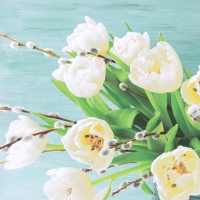 Servietten 33x33 cm - White tulips