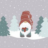 Servietten 33x33 cm - Tomte in forest