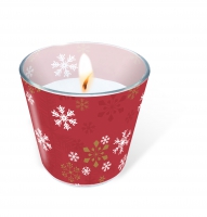 Glaskerze - Traditional snow red