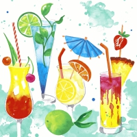 Servietten 33x33 cm - Colourful drinks