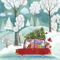 Servietten 33x33 cm - Santa by car Servietten 33x33 cm - Santa by car