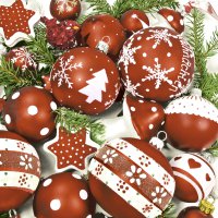 Servietten 33x33 cm - Snow white in red