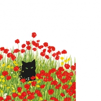 Servietten 25x25 cm - Black Cat Poppies
